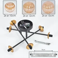 Lampes Dorées-hofstein Plafonnier - Verre 10 cm, 12 cm, 15 cm Chehalis Or, Noir, 6 lumières