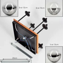 hofstein Plafonnier - Verre 10 cm, 12 cm, 15 cm Chehalis Écru, Noir, 5 lumières