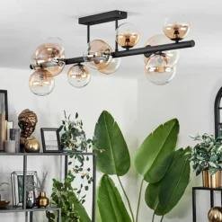 hofstein Plafonnier - Verre 10 cm, 12 cm, 15 cm Chehalis Ambre, Clair, 10 lumières