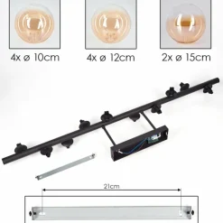 hofstein Plafonnier - Verre 10 cm, 12 cm, 15 cm Chehalis Ambre, Clair, 10 lumières