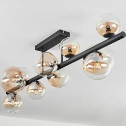 hofstein Plafonnier - Verre 10 cm, 12 cm, 15 cm Chehalis Ambre, Clair, 10 lumières