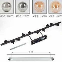 hofstein Plafonnier - Verre 10 cm, 12 cm, 15 cm Chehalis Ambre, Fumé, 10 lumières