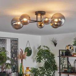 Lampes Dorées-hofstein Plafonnier - Verre 10 cm, 12 cm, 15 cm Chehalis Or, Noir, 6 lumières