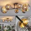 Lampes Dorées-hofstein Plafonnier - Verre 10 cm, 12 cm, 15 cm Chehalis Or, Noir, 6 lumières