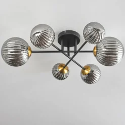 Lampes Dorées-hofstein Plafonnier - Verre 10 cm, 12 cm, 15 cm Chehalis Or, Noir, 6 lumières