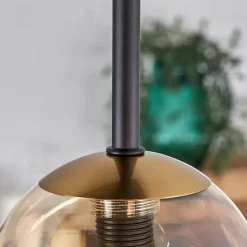 hofstein Plafonnier - Verre 10 cm, 12 cm, 15 cm Chehalis Or, Noir, 5 lumières