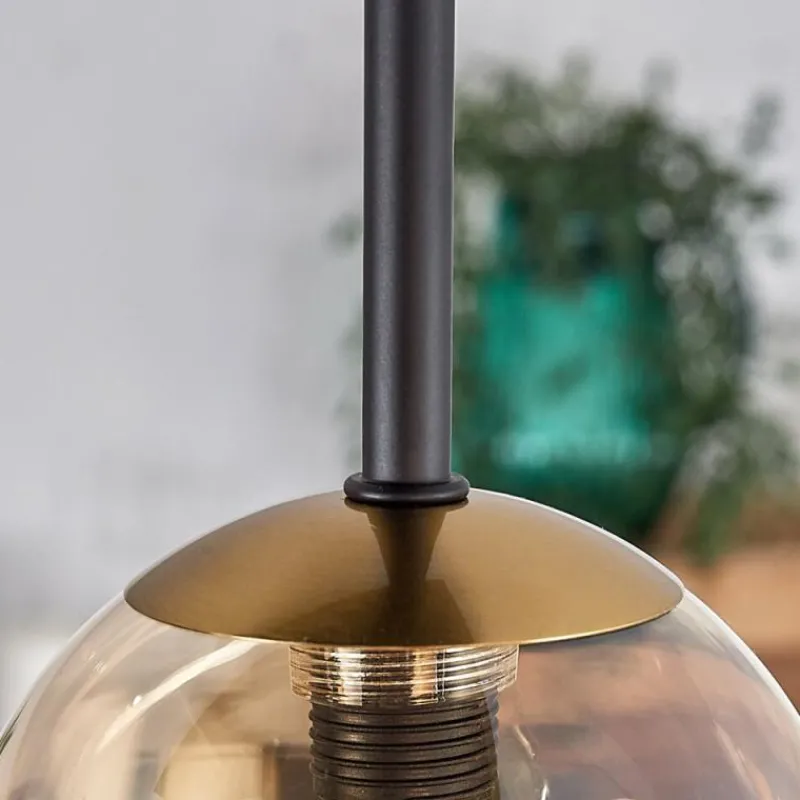 hofstein Plafonnier - Verre 10 cm, 12 cm, 15 cm Chehalis Or, Noir, 5 lumières