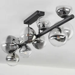 hofstein Plafonnier - Verre 10 cm, 12 cm, 15 cm Chehalis Clair, Fumé, 10 lumières