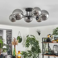 hofstein Plafonnier - Verre 12 cm, 15 cm Chehalis Fumé, 6 lumières