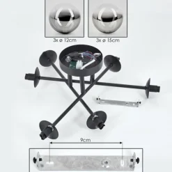 hofstein Plafonnier - Verre 12 cm, 15 cm Chehalis Clair, Fumé, 6 lumières