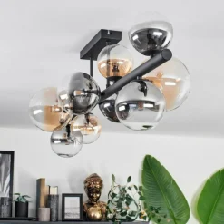 hofstein Plafonnier - Verre 10 cm, 12 cm, 15 cm Chehalis Ambre, Clair, Fumé, 10 lumières