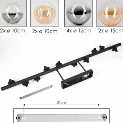 hofstein Plafonnier - Verre 10 cm, 12 cm, 15 cm Chehalis Ambre, Clair, Fumé, 10 lumières
