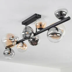 hofstein Plafonnier - Verre 10 cm, 12 cm, 15 cm Chehalis Ambre, Clair, Fumé, 10 lumières