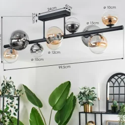 hofstein Plafonnier - Verre 10 cm, 12 cm, 15 cm Chehalis Ambre, Clair, Fumé, 10 lumières