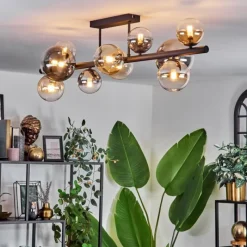 hofstein Plafonnier - Verre 10 cm, 12 cm, 15 cm Chehalis Ambre, Clair, Fumé, 10 lumières