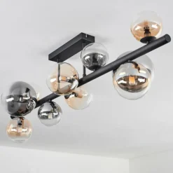 hofstein Plafonnier - Verre 10 cm, 12 cm, 15 cm Chehalis Ambre, Clair, Fumé, 10 lumières