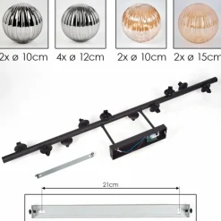 hofstein Plafonnier - Verre 10 cm, 12 cm, 15 cm Chehalis Ambre, Fumé, 10 lumières