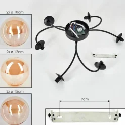 hofstein Plafonnier - Verre 10 cm, 12 cm, 15 cm Chehalis Ambre, 6 lumières