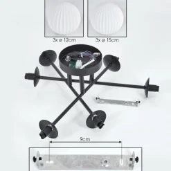 hofstein Plafonnier - Verre 12 cm, 15 cm Chehalis Noir, 6 lumières