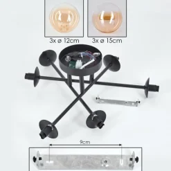 hofstein Plafonnier - Verre 12 cm, 15 cm Chehalis Ambre, Clair, 6 lumières