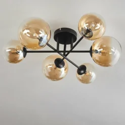 hofstein Plafonnier - Verre 12 cm, 15 cm Chehalis Ambre, Clair, 6 lumières