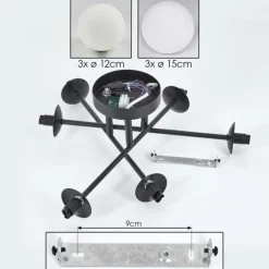 hofstein Plafonnier - Verre 12 cm, 15 cm Chehalis Blanc, 6 lumières