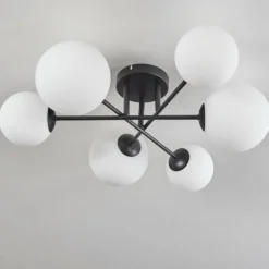 hofstein Plafonnier - Verre 12 cm, 15 cm Chehalis Blanc, 6 lumières