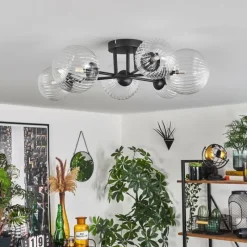 hofstein Plafonnier - Verre 12 cm, 15 cm Chehalis Clair, 6 lumières