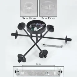 hofstein Plafonnier - Verre 12 cm, 15 cm Chehalis Clair, 6 lumières