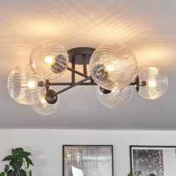 hofstein Plafonnier - Verre 12 cm, 15 cm Chehalis Clair, 6 lumières