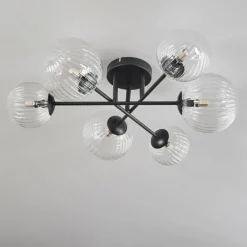 hofstein Plafonnier - Verre 12 cm, 15 cm Chehalis Clair, 6 lumières