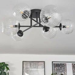 hofstein Plafonnier - Verre 12 cm, 15 cm Chehalis Clair, 6 lumières