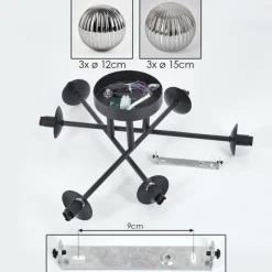 hofstein Plafonnier - Verre 12 cm, 15 cm Chehalis Fumé, 6 lumières