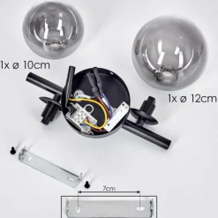 hofstein Plafonnier - Verre 10 cm, 12 cm Chehalis Noir, 2 lumières