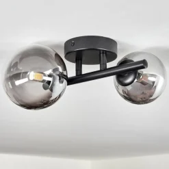 hofstein Plafonnier - Verre 10 cm, 12 cm Chehalis Noir, 2 lumières