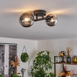 hofstein Plafonnier - Verre 10 cm, 12 cm Chehalis Noir, 2 lumières