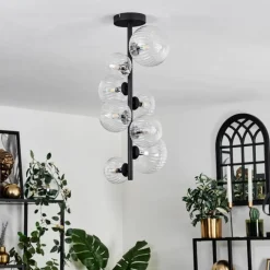 hofstein Plafonnier - Verre 10 cm, 12 cm, 15 cm Chehalis Clair, 8 lumières