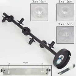 hofstein Plafonnier - Verre 10 cm, 12 cm, 15 cm Chehalis Clair, 8 lumières