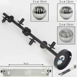 hofstein Plafonnier - Verre 10 cm, 12 cm, 15 cm Chehalis Fumé, 8 lumières