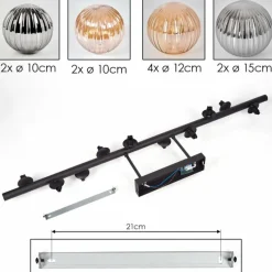 hofstein Plafonnier - Verre 10 cm, 12 cm, 15 cm Chehalis Ambre, Fumé, 10 lumières