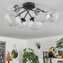 hofstein Plafonnier - Verre 12 cm, 15 cm Chehalis Clair, 6 lumières