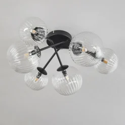 hofstein Plafonnier - Verre 12 cm, 15 cm Chehalis Clair, 6 lumières