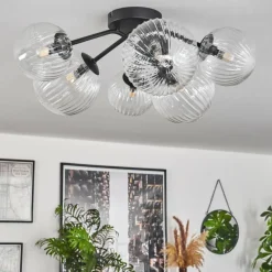 hofstein Plafonnier - Verre 12 cm, 15 cm Chehalis Clair, 6 lumières