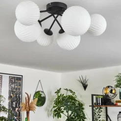 hofstein Plafonnier - Verre 12 cm, 15 cm Chehalis Blanc, 6 lumières