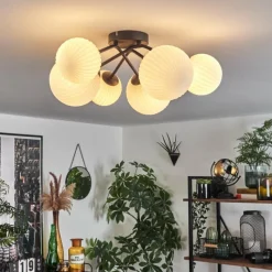 hofstein Plafonnier - Verre 12 cm, 15 cm Chehalis Blanc, 6 lumières