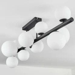 hofstein Plafonnier - Verre 10 cm, 12 cm, 15 cm Chehalis Blanc, 10 lumières