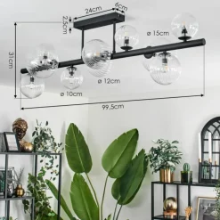 hofstein Plafonnier - Verre 10 cm, 12 cm, 15 cm Chehalis Clair, 10 lumières