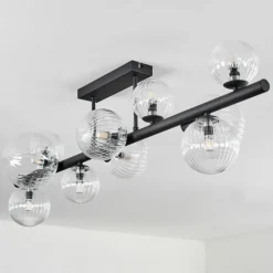 hofstein Plafonnier - Verre 10 cm, 12 cm, 15 cm Chehalis Clair, 10 lumières