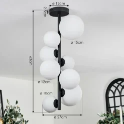 hofstein Plafonnier - Verre 10 cm, 12 cm, 15 cm Chehalis Blanc, 8 lumières