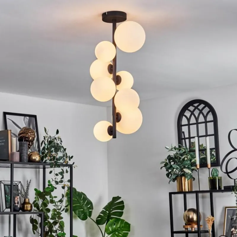 hofstein Plafonnier - Verre 10 cm, 12 cm, 15 cm Chehalis Blanc, 8 lumières